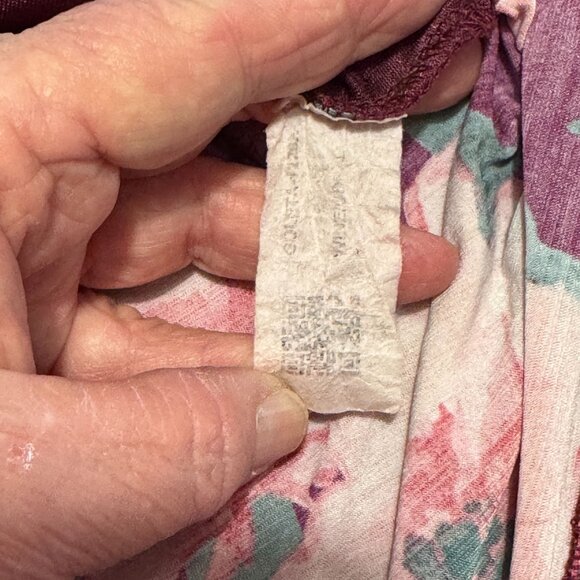 Dazzle Up Velvet Floral Pullover Top 3X Burgundy Pink Hi-Lo Flowy Gypsy Boho - Picture 9 of 12